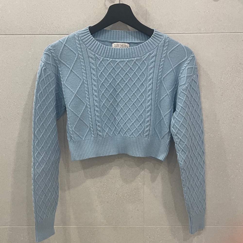 Ruby Moon Light Blue Crop Sweater